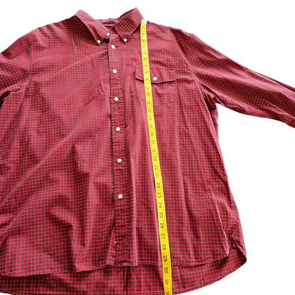 Lands End Mens Red Plaid Button-Down Shirt XL 100% Cotton Classic Fit - Picture 5 of 6